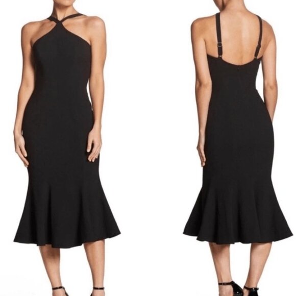 Women Dress the Population Tessa Crepe Mermaid Midi Dress, large - Picture 1 of 3